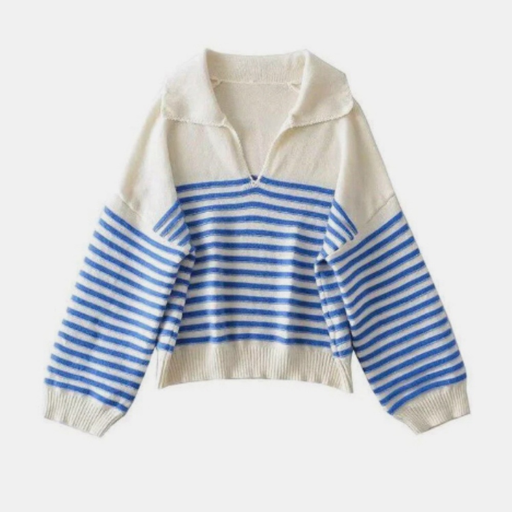V-Neck Striped Pullover